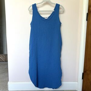 AEMI & Co Dress Med Sleeveless Midi Blue Lagen Beachy pockets